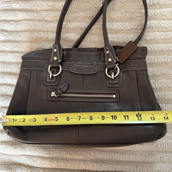 Coach Penelope Shopper Tote Brown Pebbled Leather Shoulder Bag F14686 - Picture 11 of 16